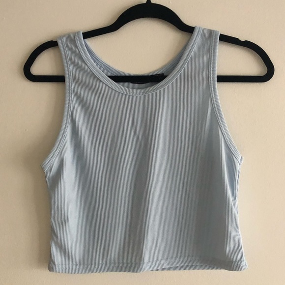 Ribbed Baby Blue Crop Top - Picture 1 of 3